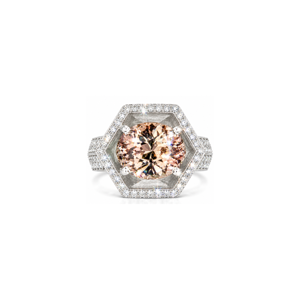 Peach Mahenge Garnet & Diamond COSMOS Ring