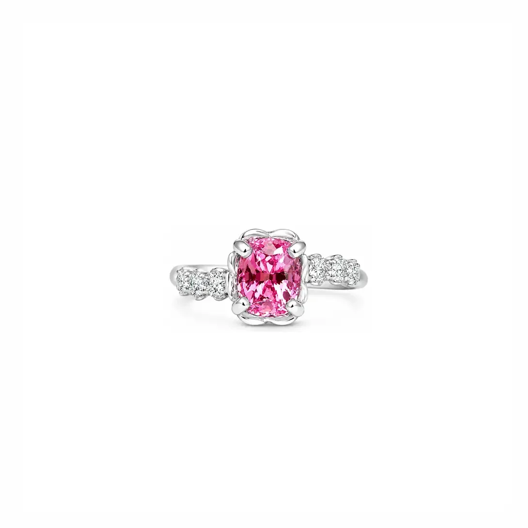 Pink Spinel & Diamond Femme Petale Posey Ring