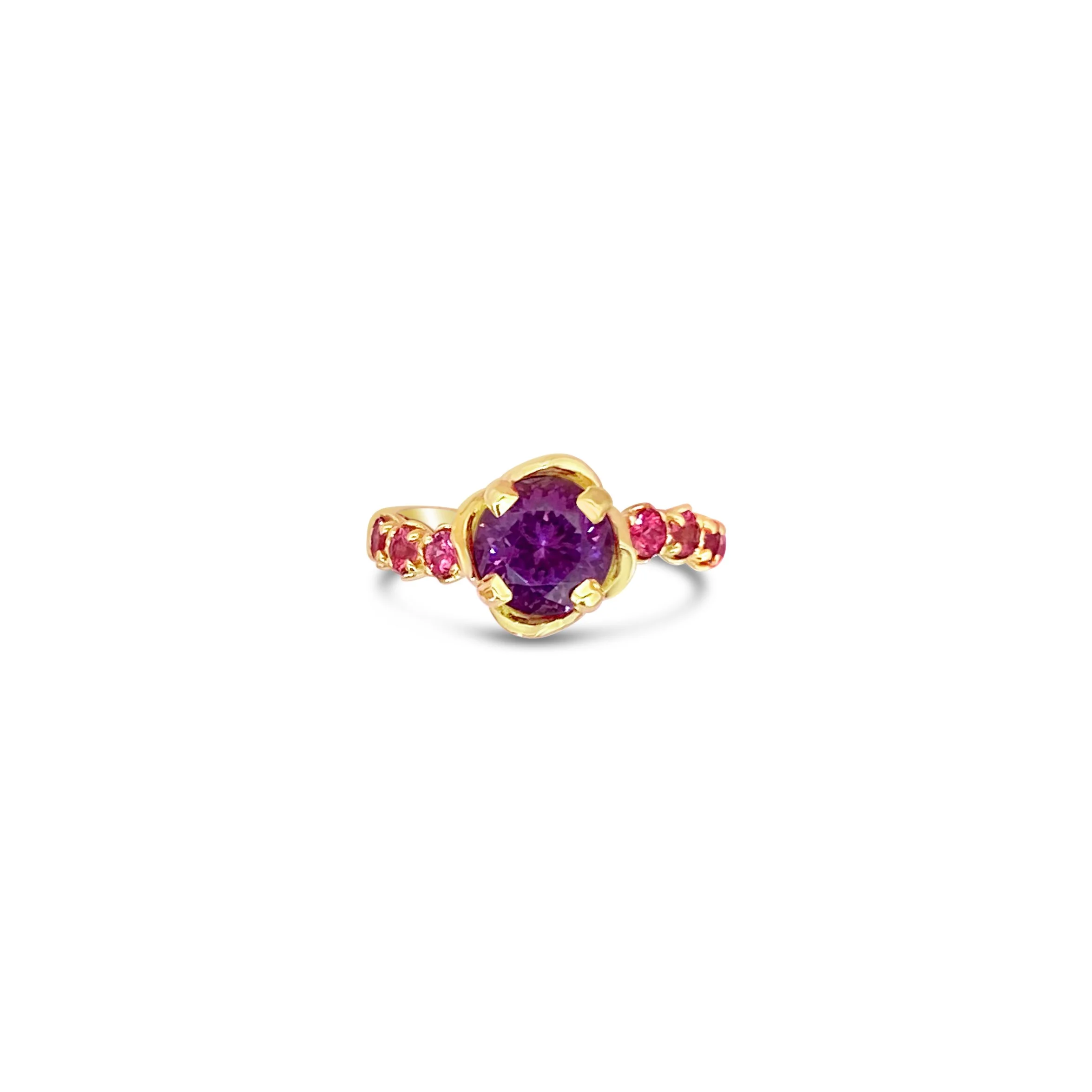 SOLD// Color-Change Garnet & Mahenge Spinel Femme Petale Posey Ring
