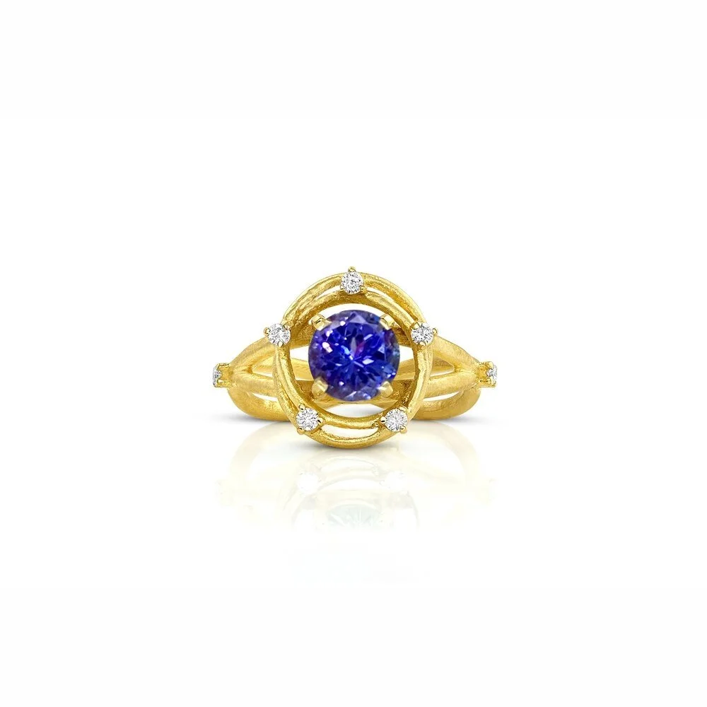 SOLD// Tanzanite & Diamond Atomic Love Ring