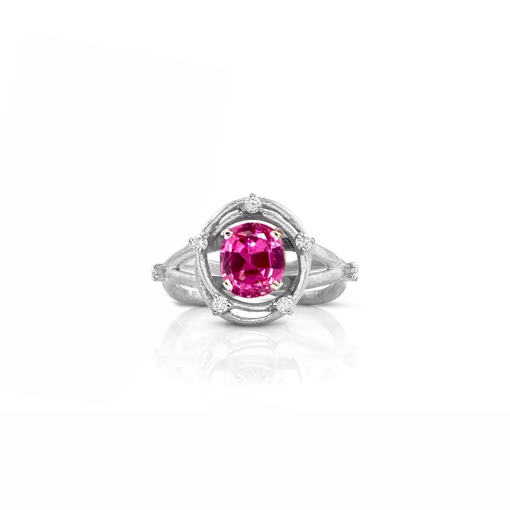 SOLD// Mahenge Spinel & Diamond Atomic Love Ring