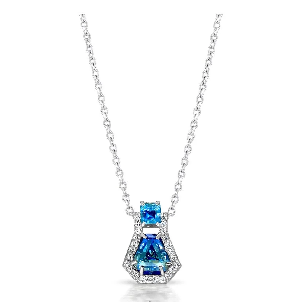 Peacock Tanzanite, Aquamarine & Diamond Necklace
