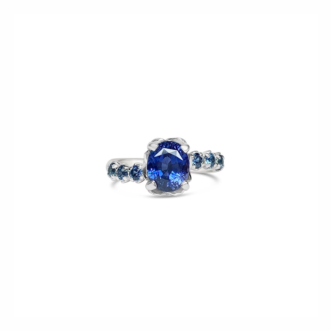 SOLD// Color-Change Sapphire & Yogo Sapphire Femme Petale Posey Ring