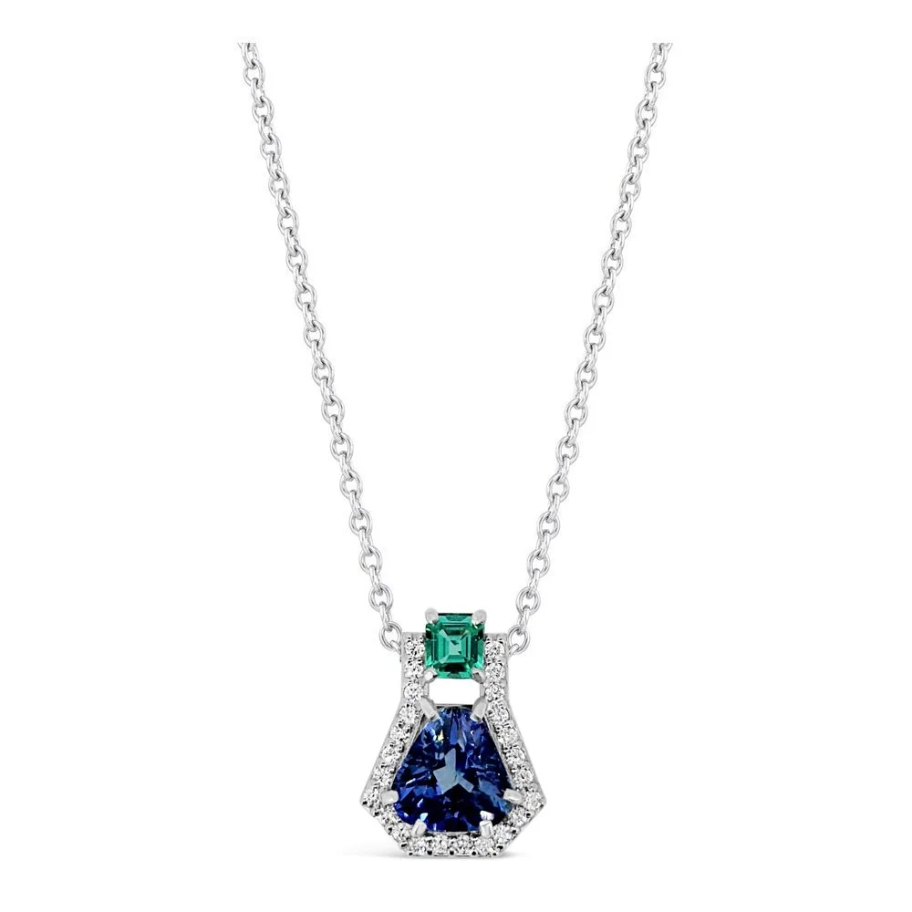 SOLD// Color-Change Blue Sapphire, Paraiba Tourmaline & Diamond ARIA Necklace