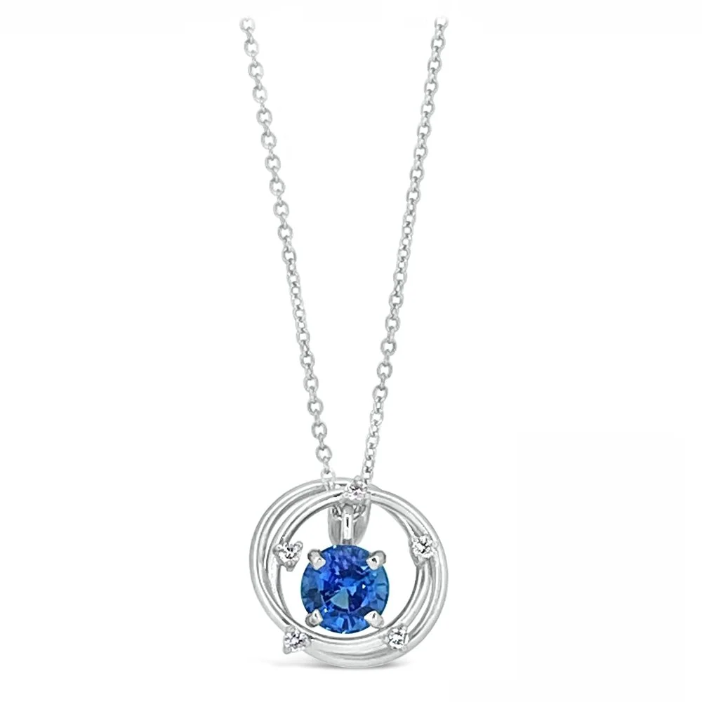 SOLD// Blue Sapphire & Diamond Atomic Love Necklace