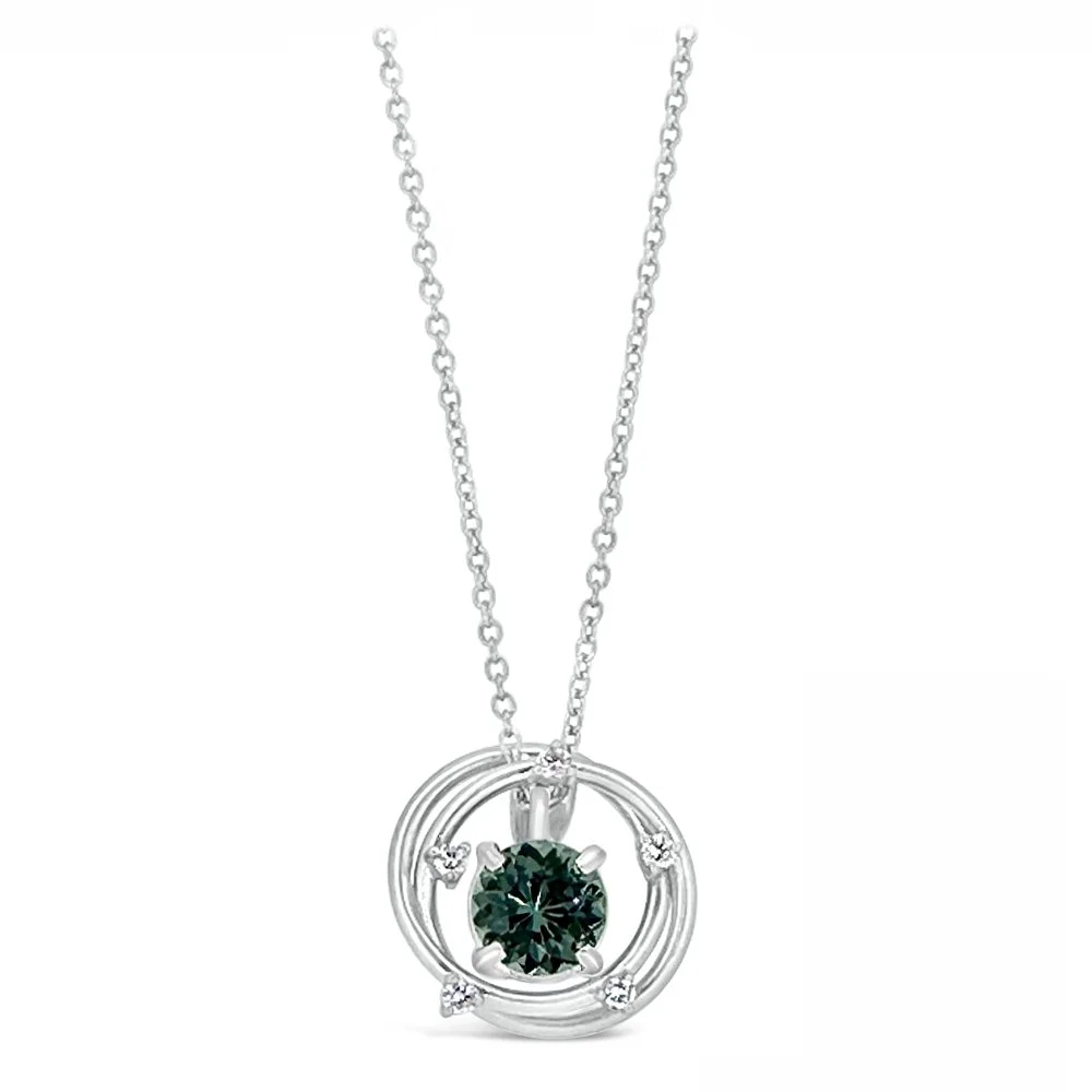 Grey Spinel & Diamond Atomic Love Necklace