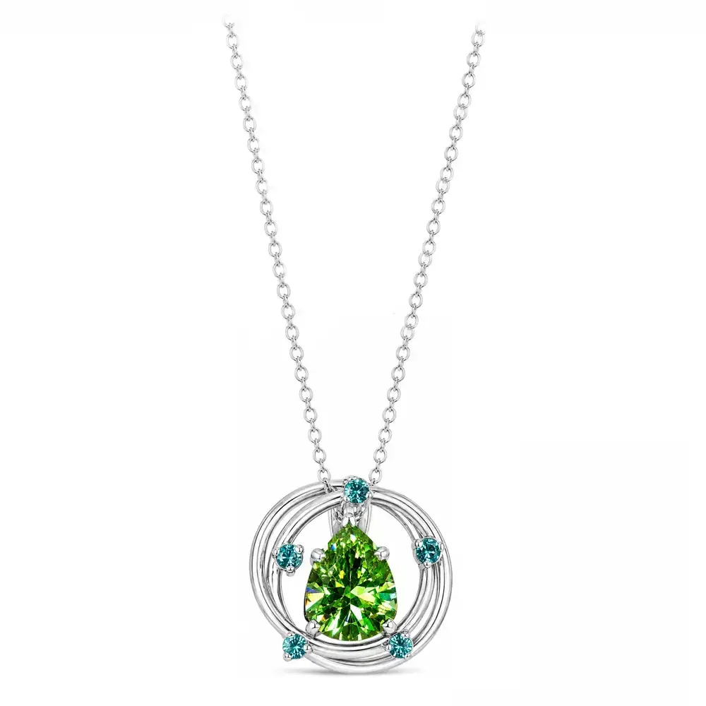 Demantoid Garnet & Paraiba Tourmaline Atomic Love Necklace