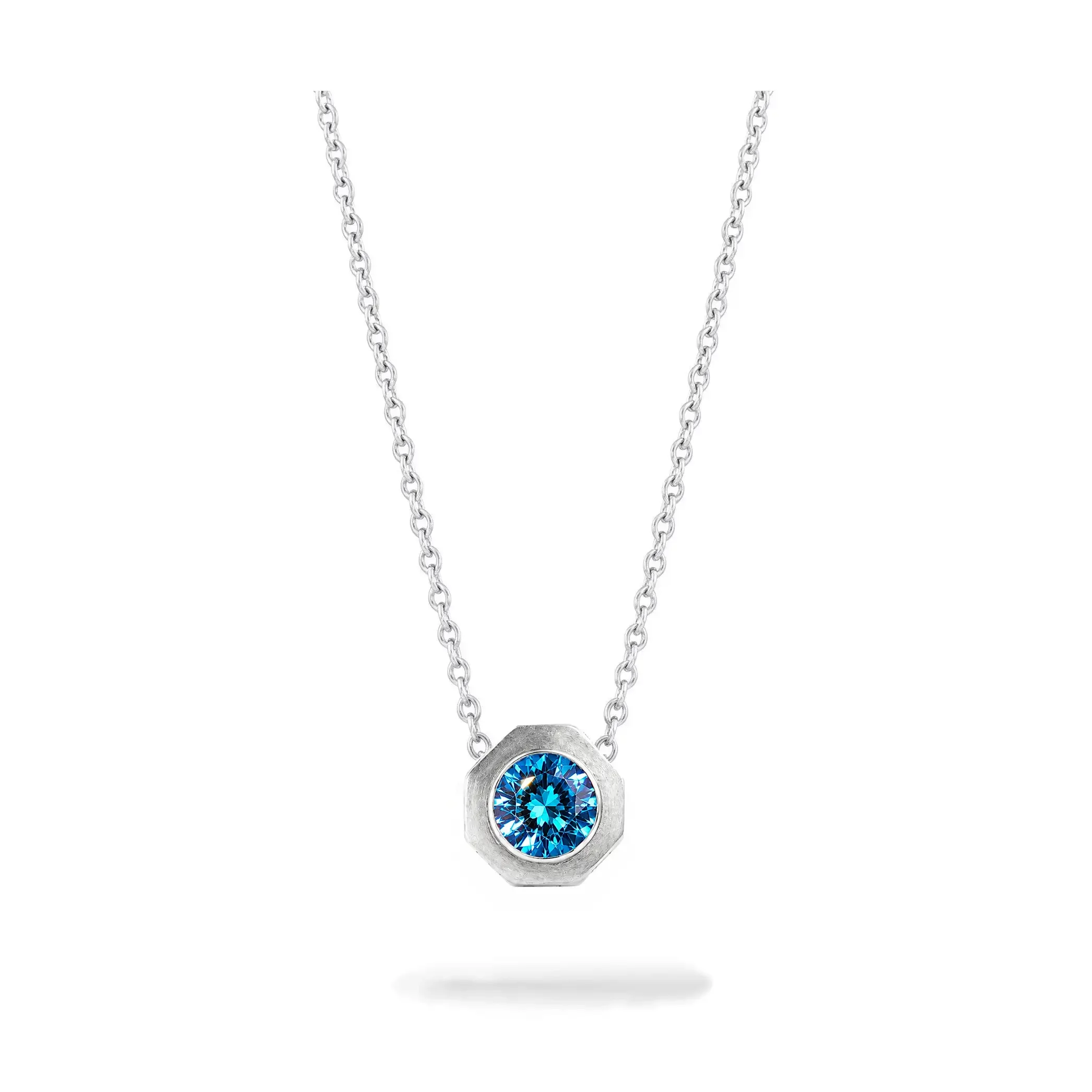 Cambodian Blue Zircon HEX Pendant Small