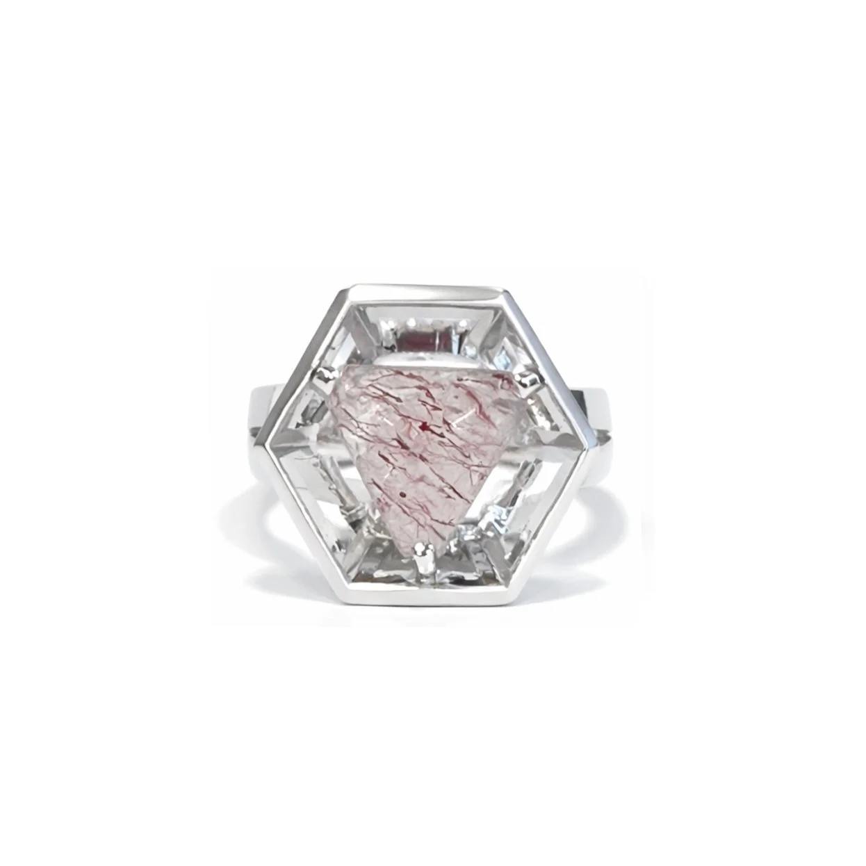 SOLD// Strawberry Quartz COSMOS Portal Men's Ring, SS