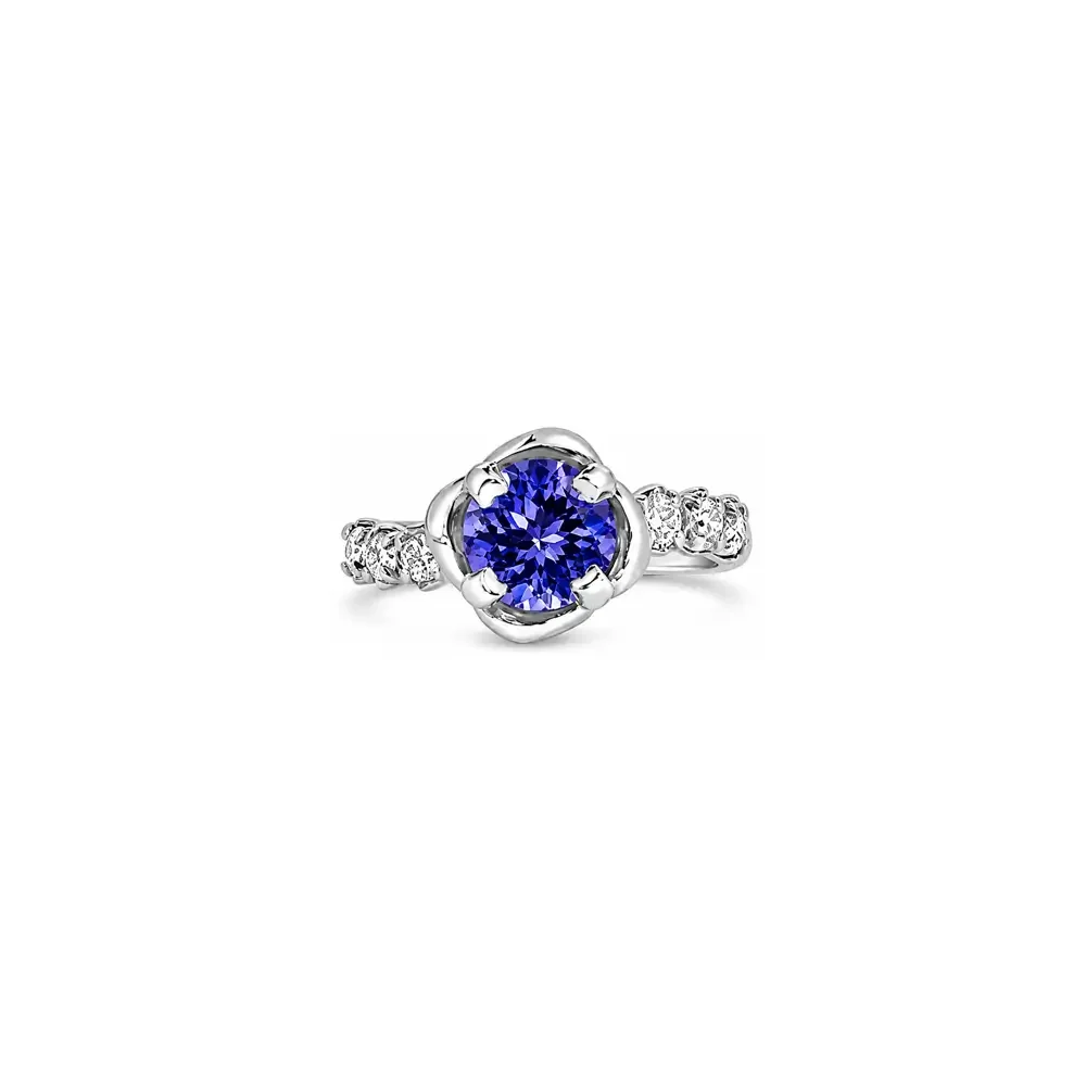 SOLD// Tanzanite & Diamond Femme Petale Posey Ring
