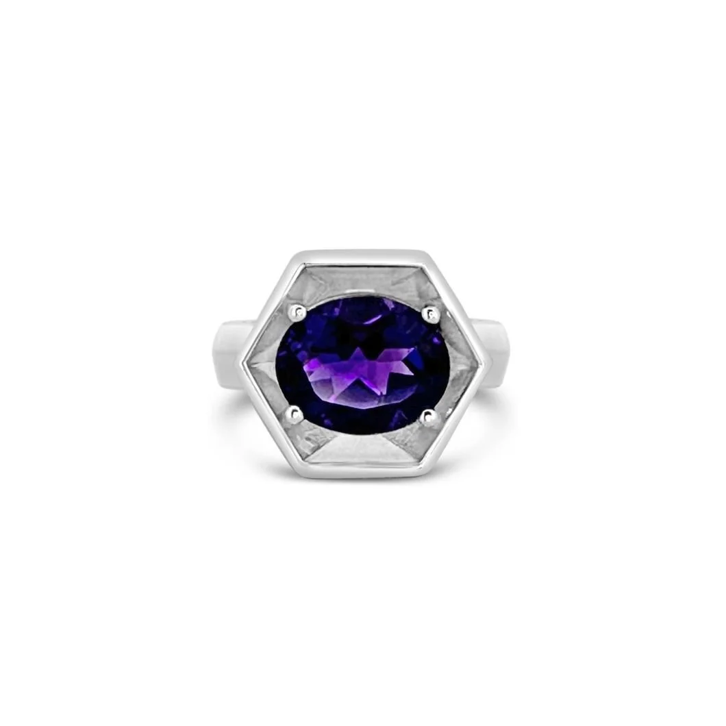Amethyst COSMOS Ladies Ring, SS