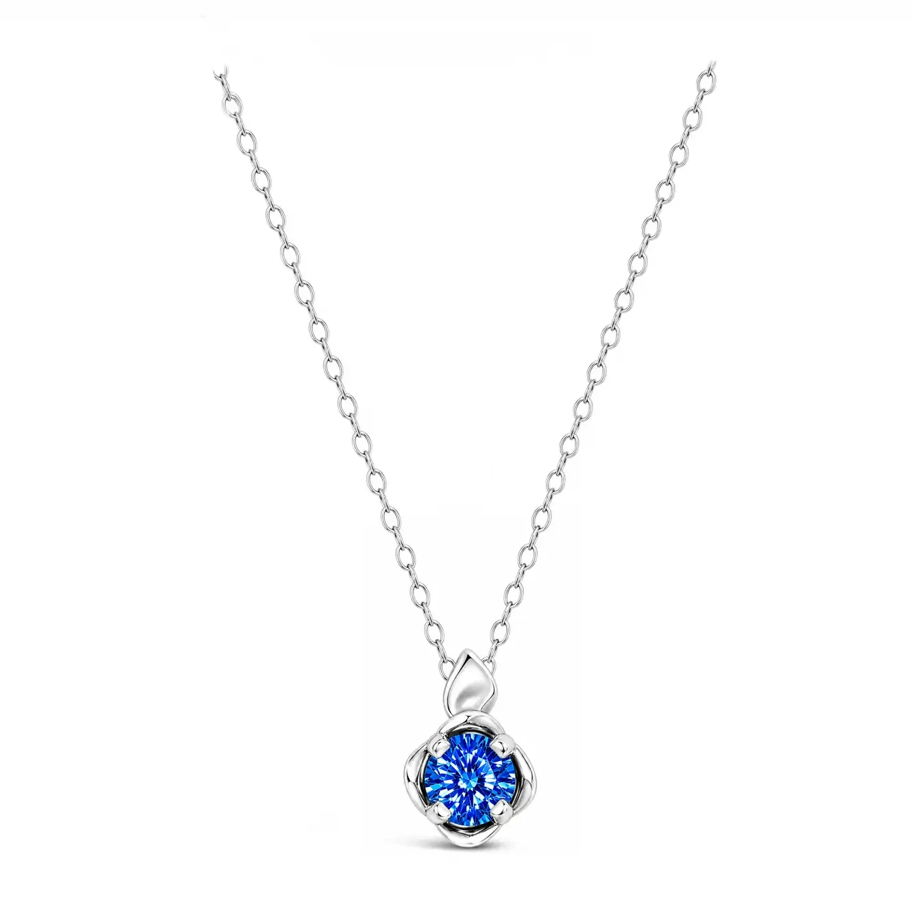 Swiss Blue Topaz Femme Petale Classic Tulip Necklace