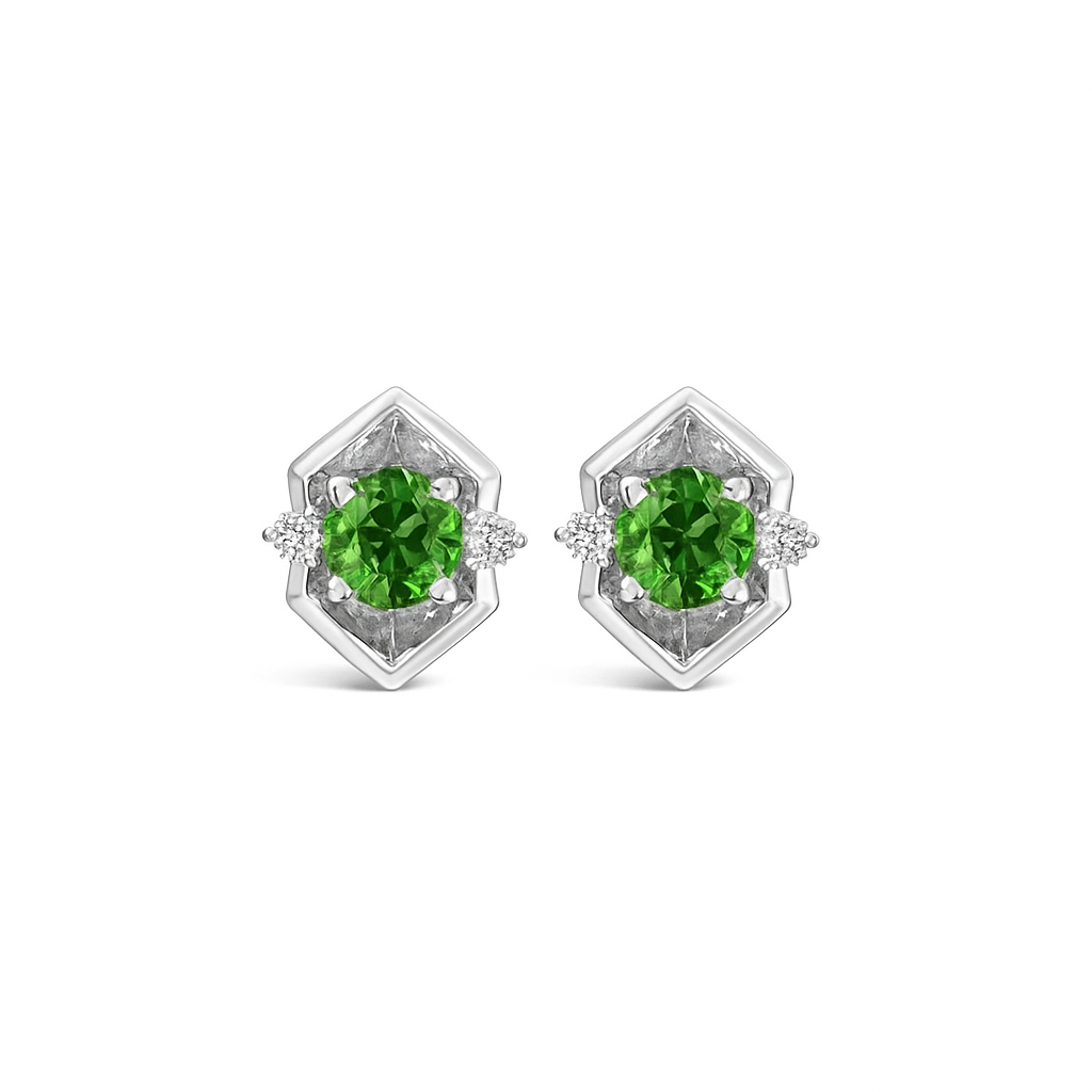 Tsavorite Garnet & Diamond COSMOS PETITE Earring