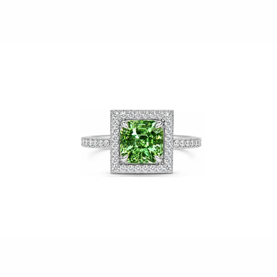 Demantoid Garnet & Diamond ARIA Ring
