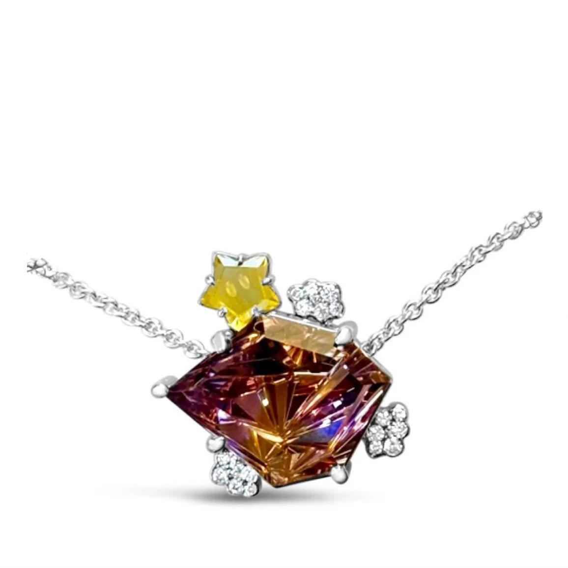 SOLD// DANCING AROUND THE GALAXY// Yellow Sapphire, Ametrine & Diamond Necklace