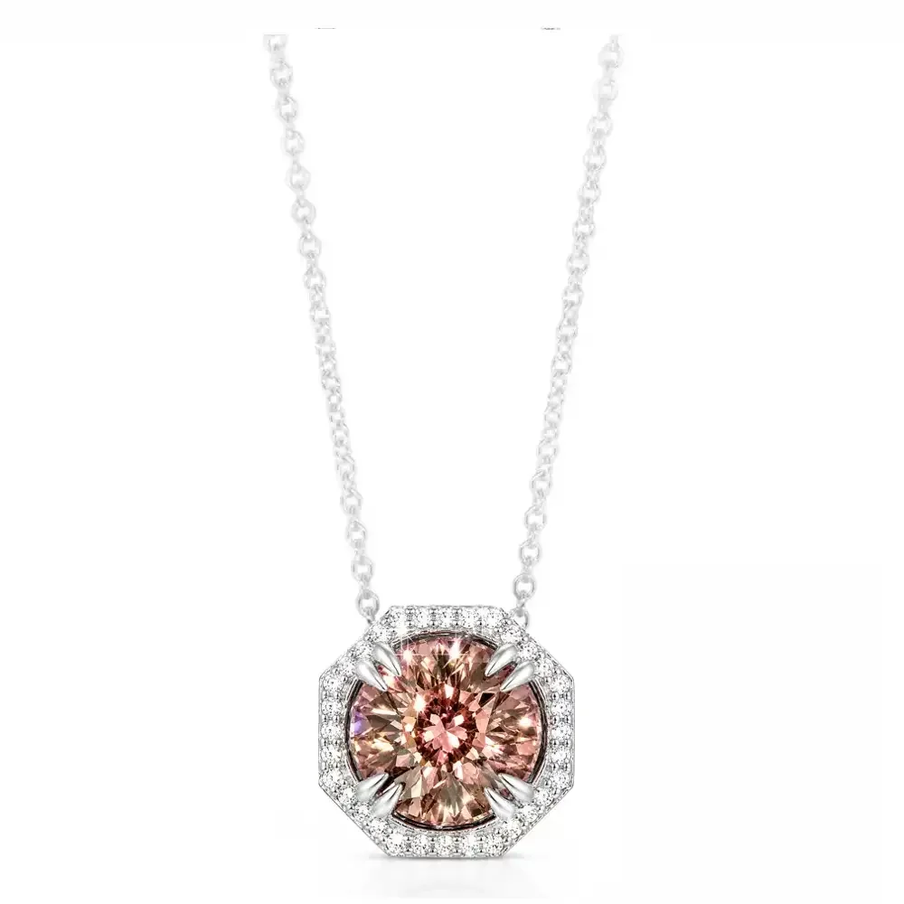 Peach Mahenge Garnet & Diamond Divinity Necklace