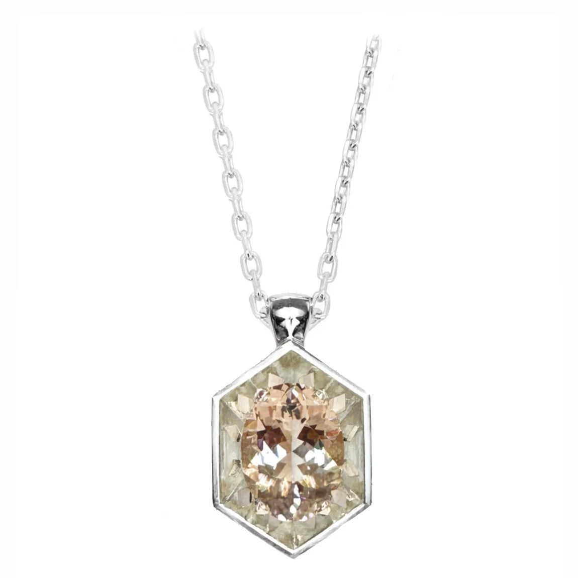 Morganite COSMOS Lightwell Necklace, SS