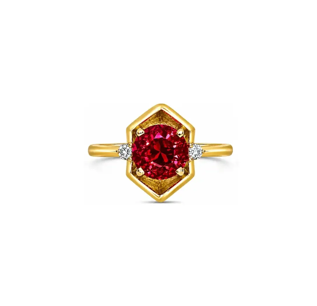 Rubellite & Diamond COSMOS PETITE Ring
