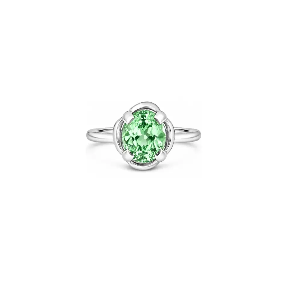Mint Garnet Femme Petale Classic Tulip Ring Oval