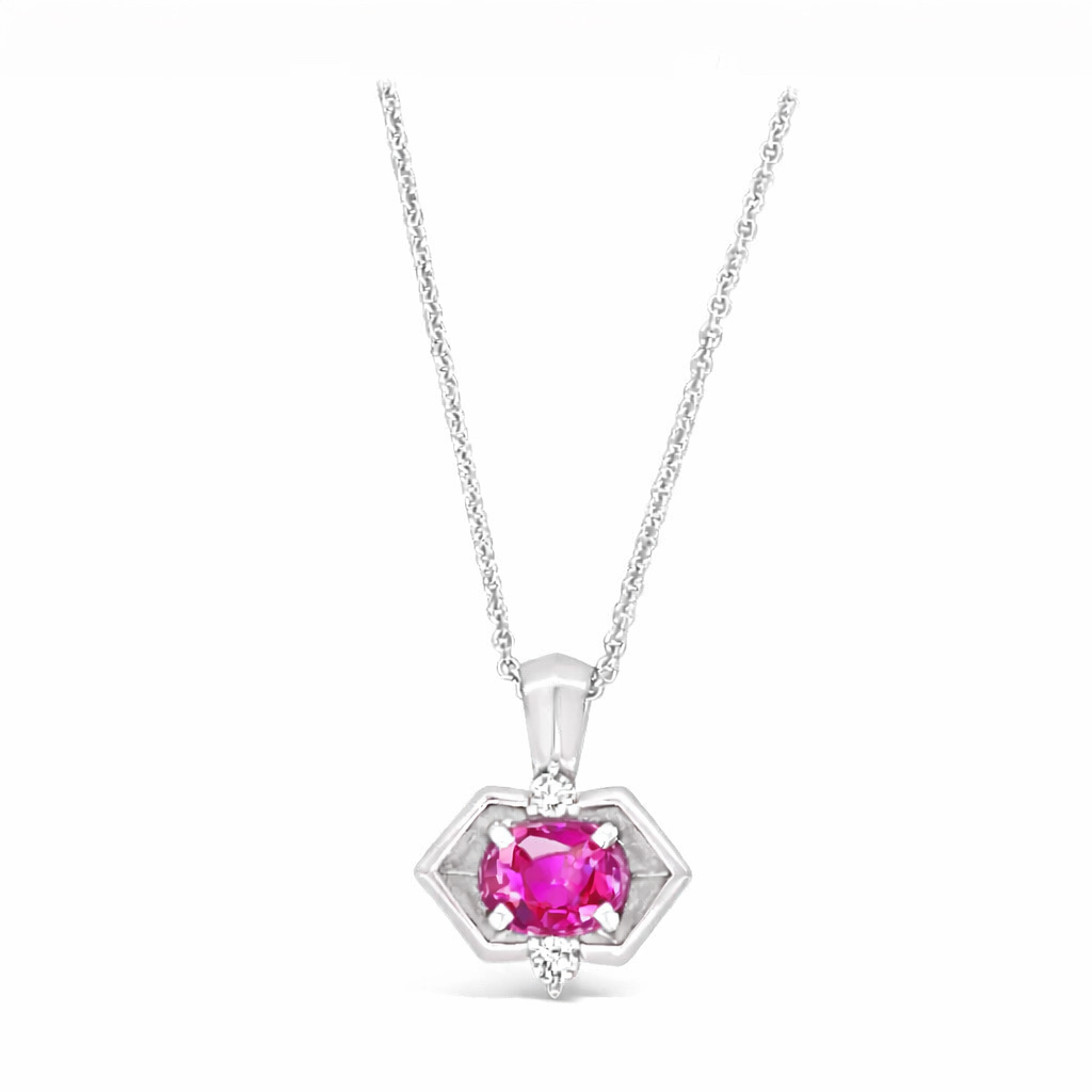 SOLD// Pink Sapphire & Diamond COSMOS PETITE Necklace