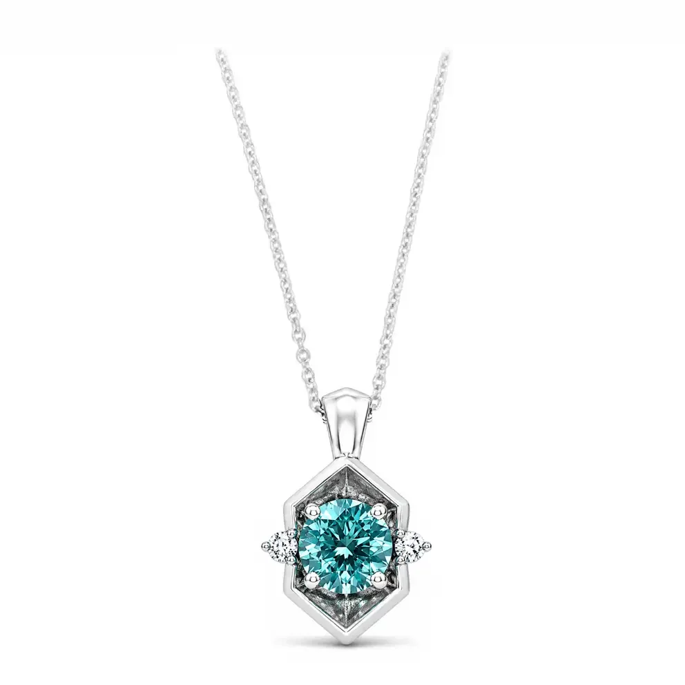 Blue Tourmaline & Diamond COSMOS PETITE Necklace