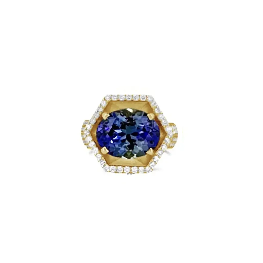 Peacock Tanzanite & Diamond COSMOS Ring