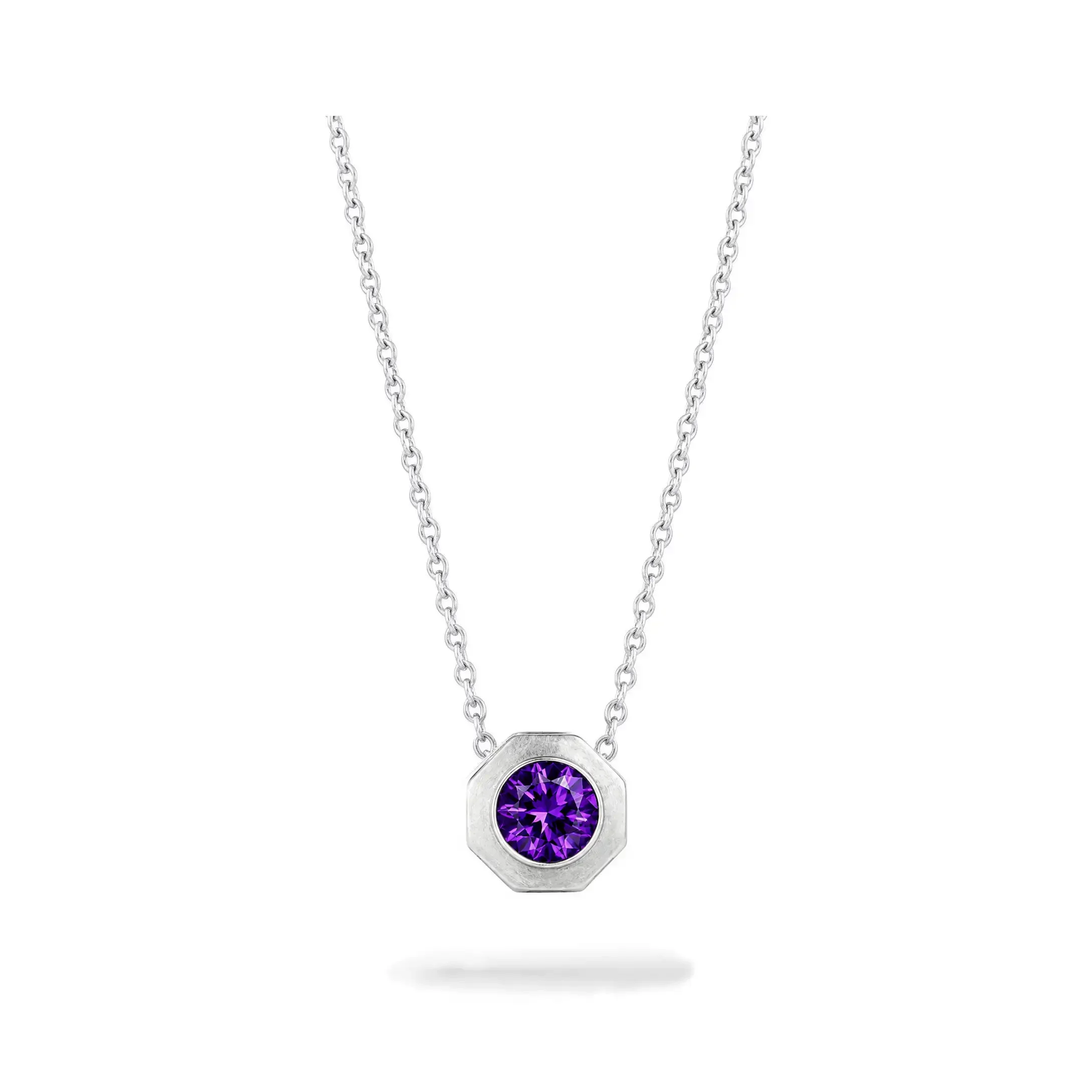 Amethyst & Pink Sapphire HEX Pendant Small