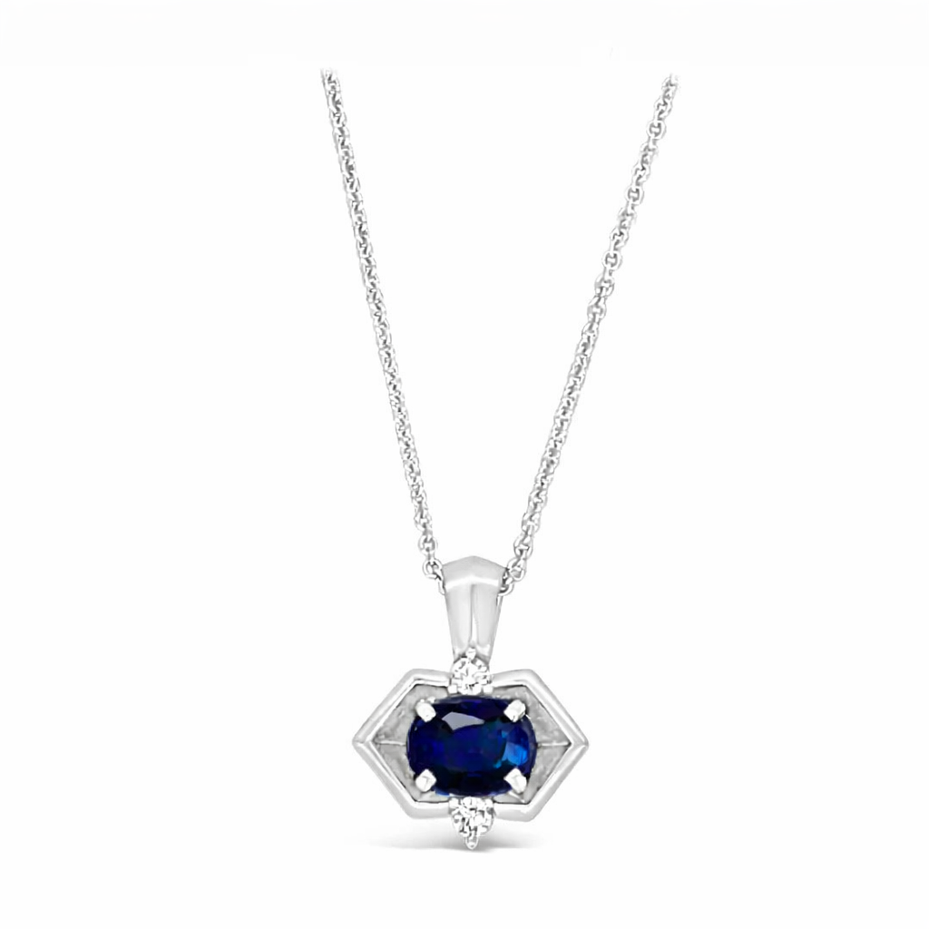 Blue Sapphire & Diamond COSMOS PETITE Necklace