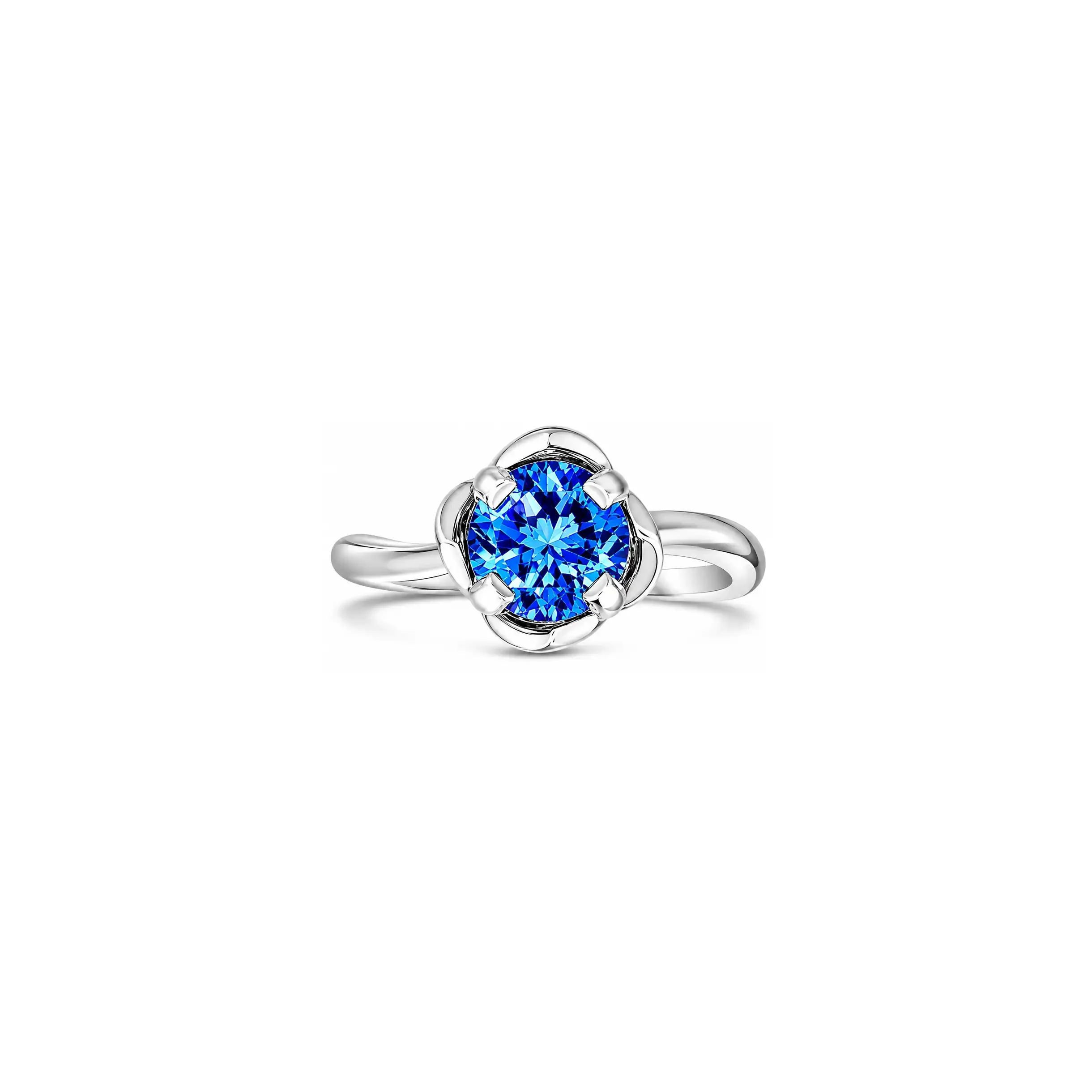 Swiss Blue Topaz Femme Petale Classic Tulip Ring