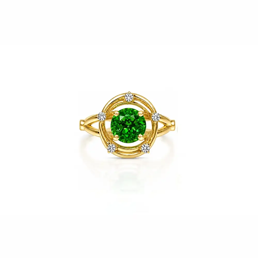 SOLD// Tsavorite Garnet & Diamond Atomic Love Ring