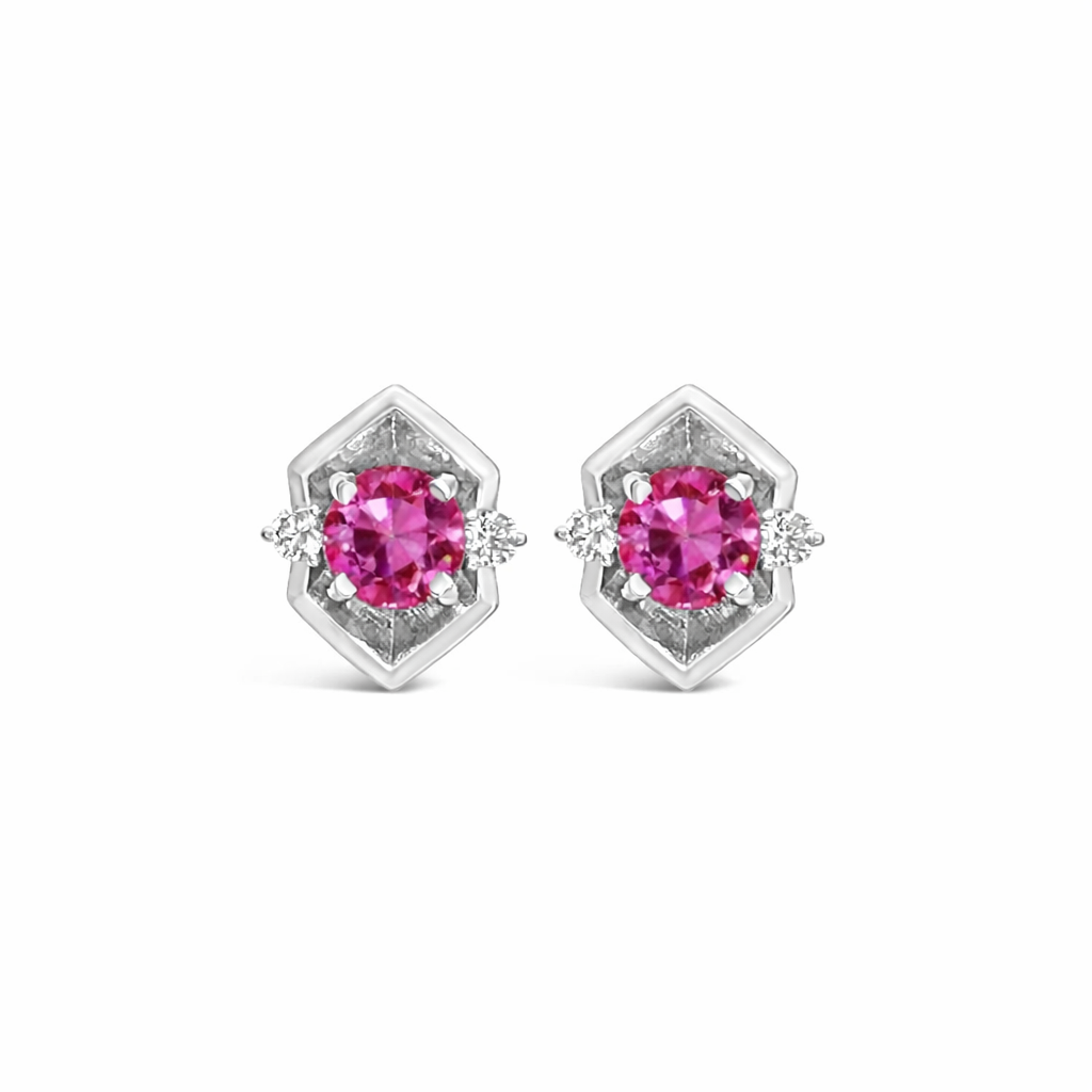 SOLD// Pink Sapphire & Diamond COSMOS PETITE Earring