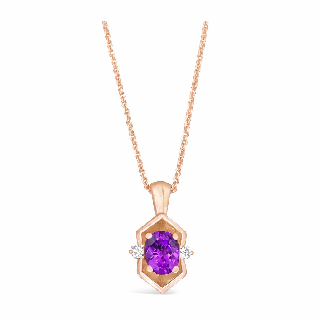 Purple Garnet & Diamond COSMOS PETITE Necklace