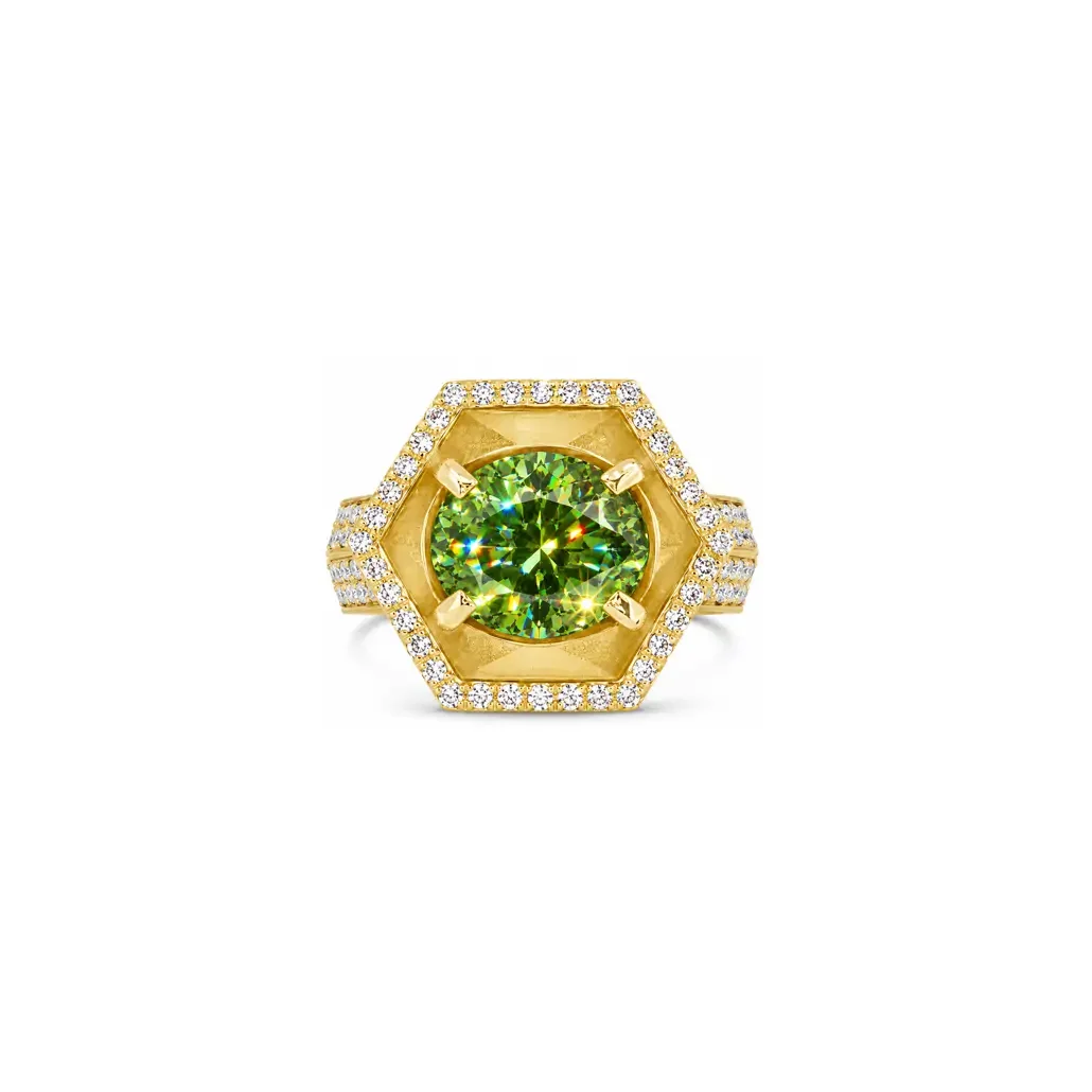 Demantoid Garnet & Diamond COSMOS Ring