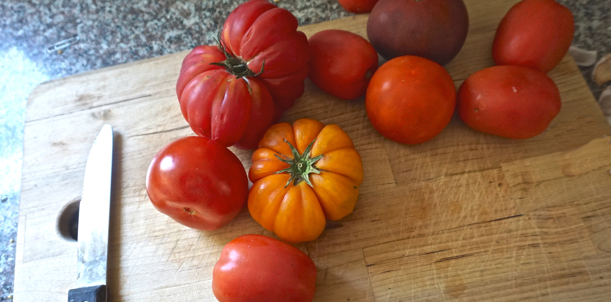 I have several different types of tomatoes. I used 4 Romas, 3 grapevine, and 3 heirlooms. 