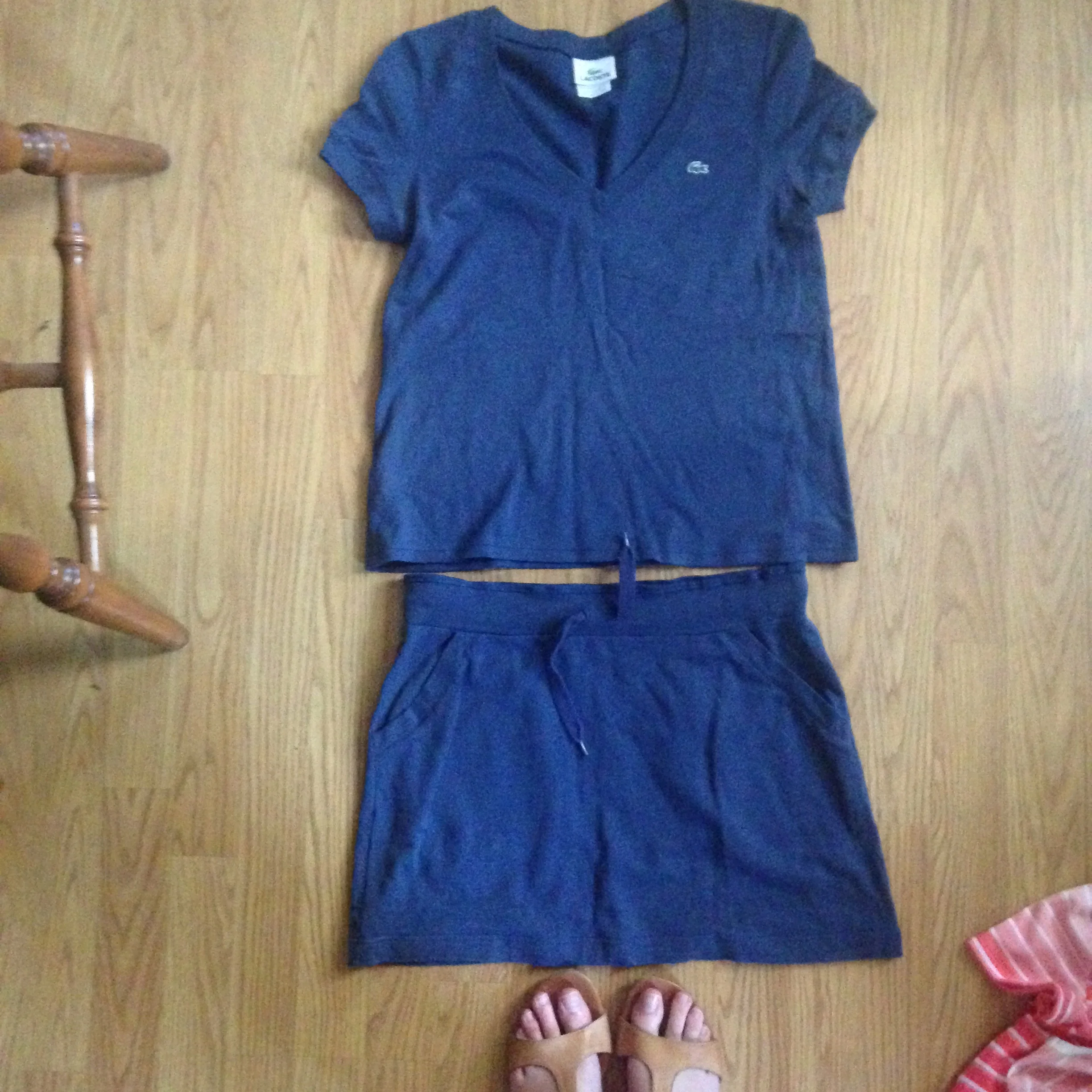 Short top to go with high waisted shorts, pants or skirts, and a draw string boat skirt.