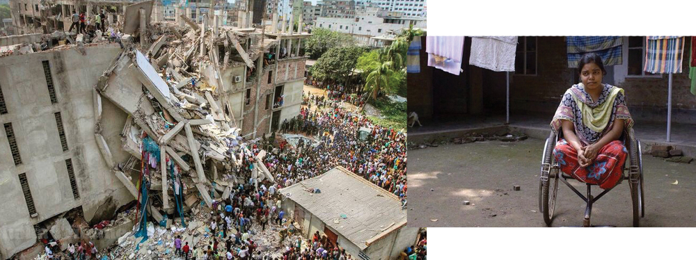 The garment factory collapse killing more than a thousand factory workers in Bangladesh.