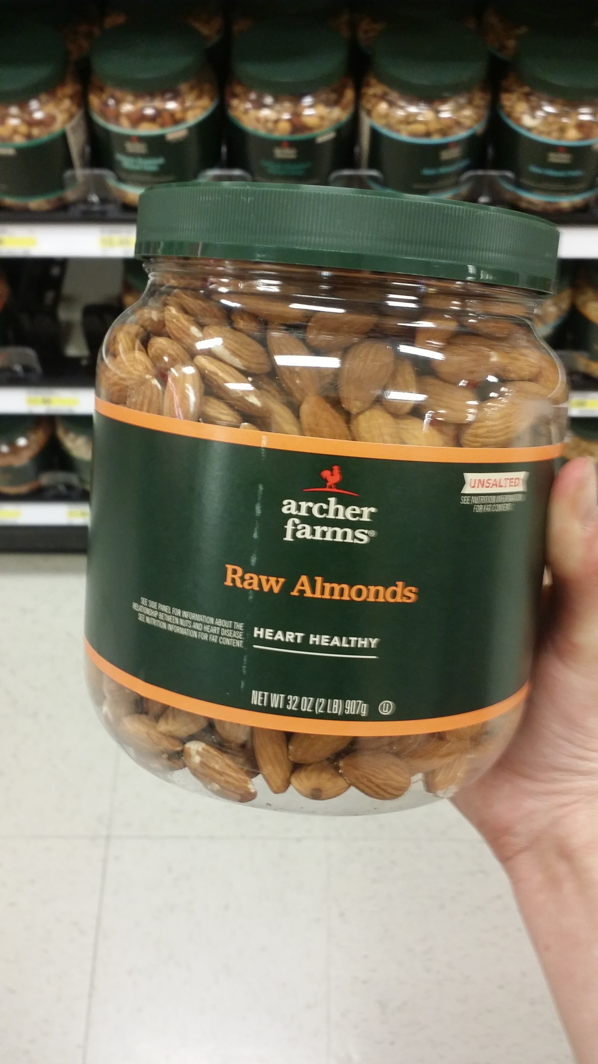  The giant jug of almonds I found. They come in plastic number one, but it would be a great jar to reuse especially in the jar for holding all sorts of nuts and bolts.&nbsp; 