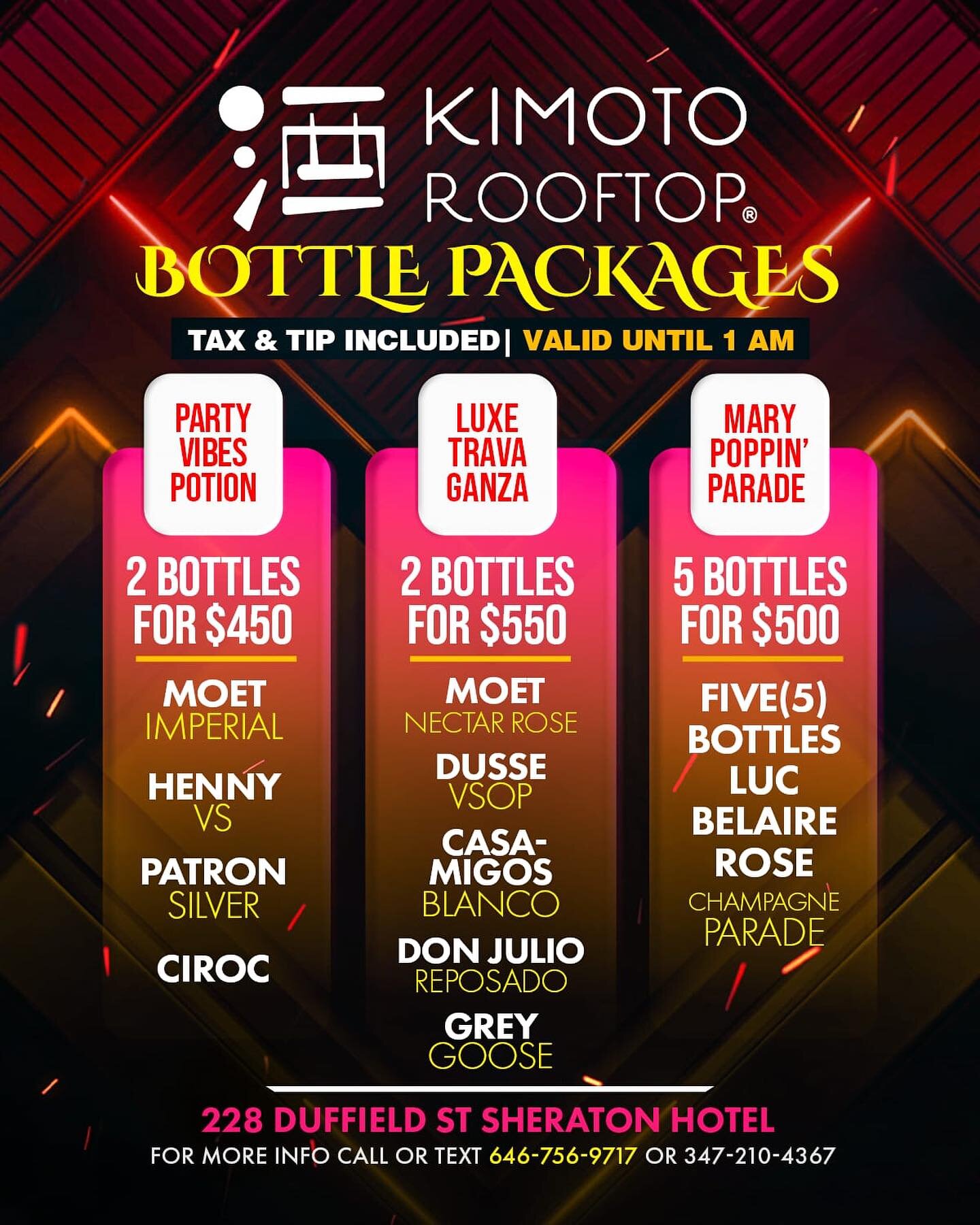 Brooklyn&rsquo;s favorite rooftop just got even better. introducing our new bottle specials for any occasion.You know Kimoto is known for its vibrant atmosphere and stunning views, now offers an array of discounted bottles for those seeking an elevat