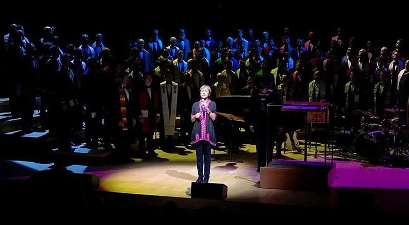 For the first time the Gay Men's Chorus included the "azan," Islam's call to prayer, recited by MPV's Ani Zonneveld.