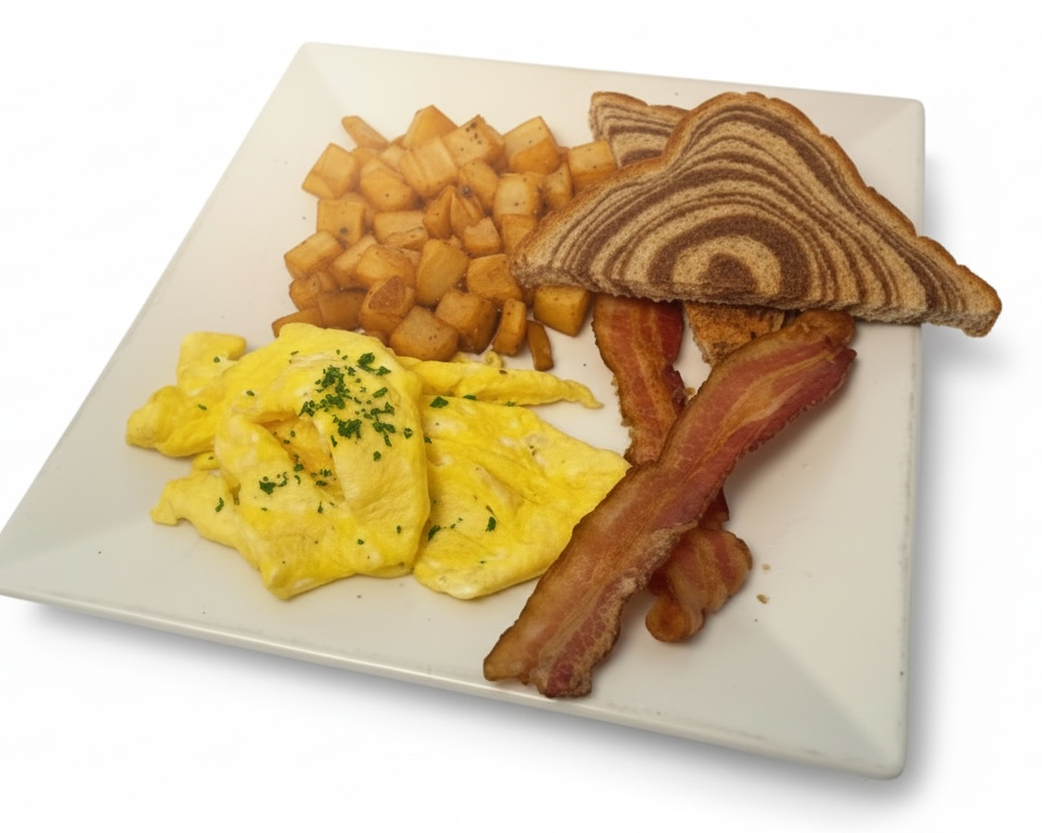 Masons Marketplace Breakfast The Good Morning Plate: Eggs, home fries, toast, and bacon