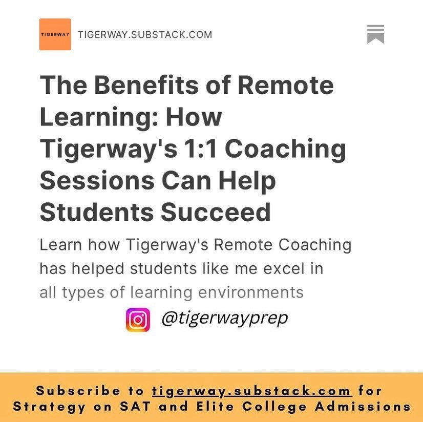 💻Tigerway Team Members🖥
Read this Premium Weekly Analysis to discover the benefits of remote learning and how it can help you achieve more future opportunities: https://tigerway.substack.com/p/the-benefits-of-remote-learning-how