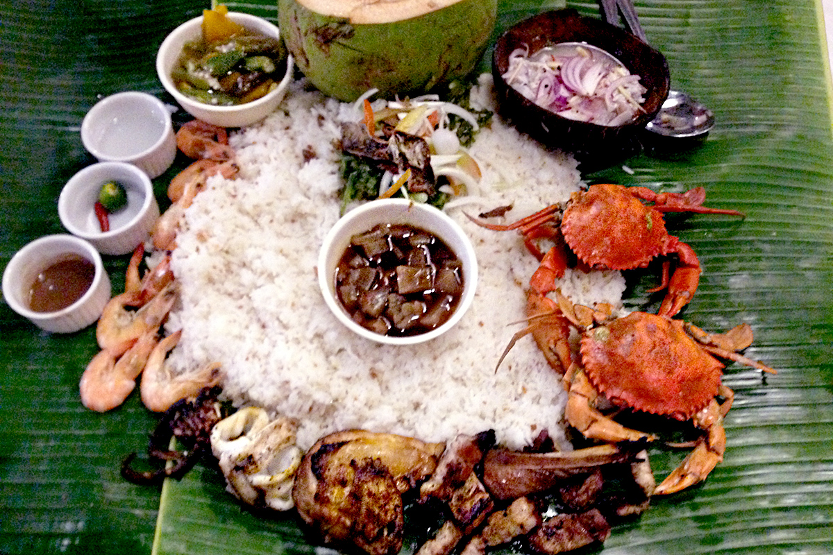 Boodle feast at Blackbeard's Seafood Island, Mall of Asia, Pasay City, Philippines