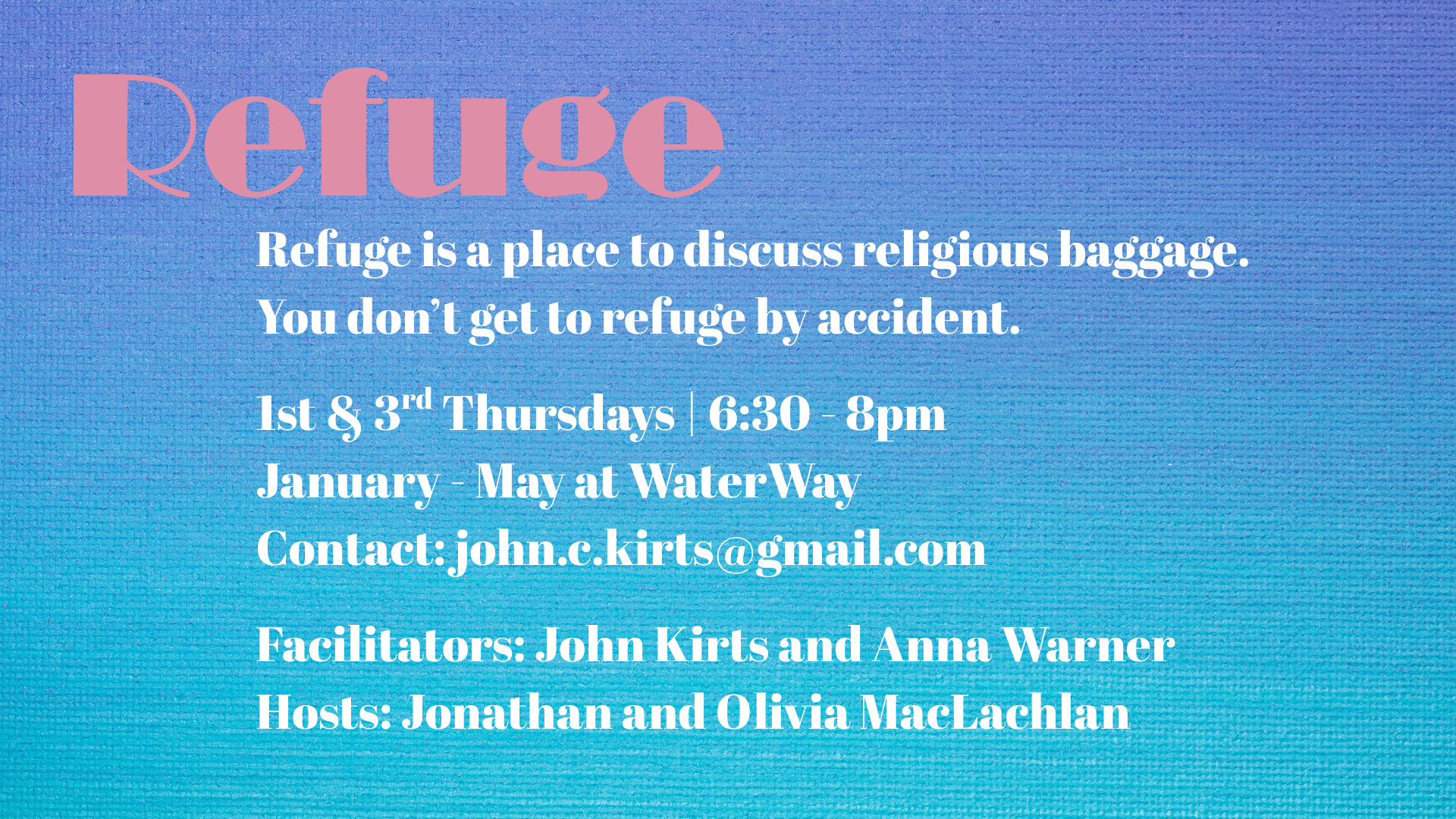 Refuge: a gathering to discuss religious baggage