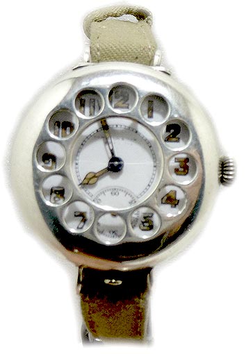 A 1917 trench watch with a shrapnel guard. 