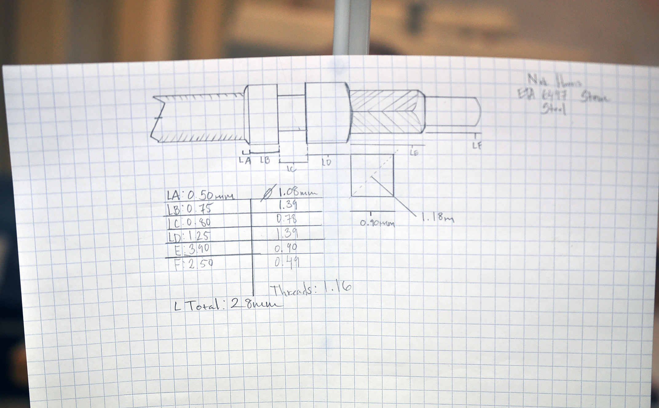 My schematic for the stem I'll be making.