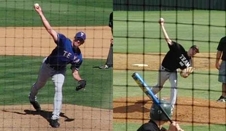 McCarthy and Prestridge at full arm extension just prior to release.
