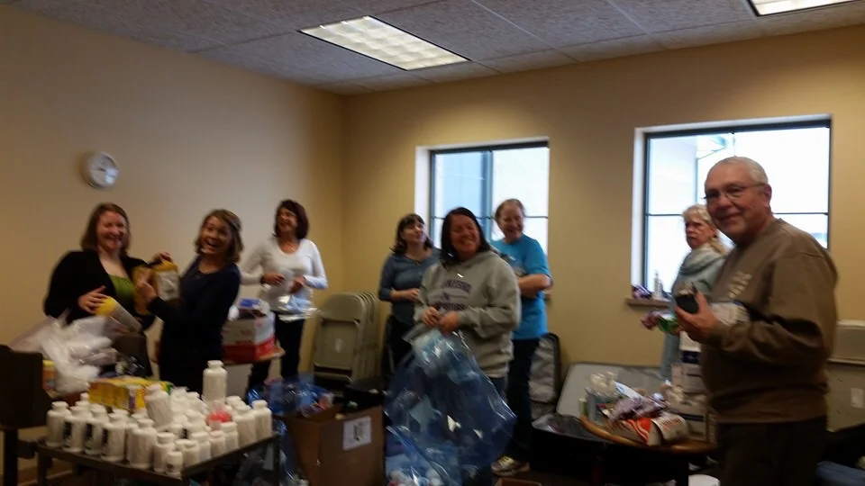 The medical team packing their supplies.