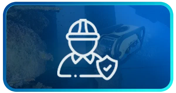 Outline icon of a person wearing a hard hat, with a shield symbol.