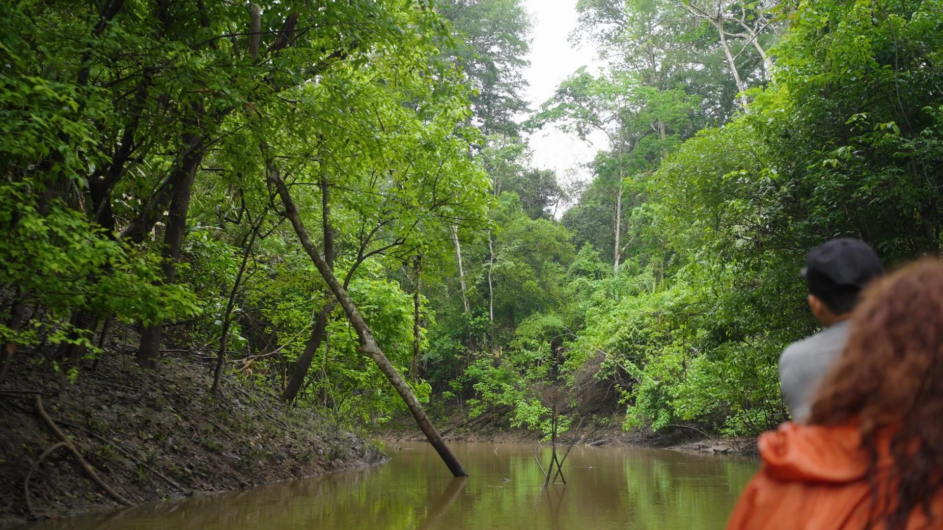 on canoe in the Amazon