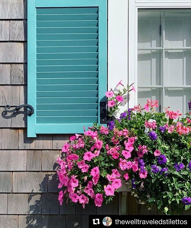 #Repost @thewelltraveledstilettos 
The. Perfect. Pairing. 
Pretty aqua shutters and windowboxes overflowing with pretty blooms. #afewofmyfavoritethings #windowboxwednesday #curbappeal 
Repost @gbsnyc15 .

#exteriorshutters #builttolast #aquashutters 